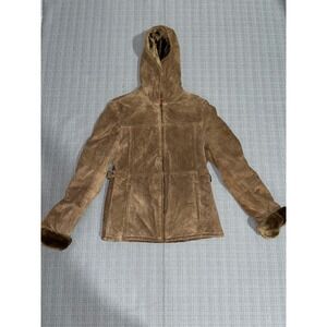 Esprit Outerwear Fleece Jacket Womens Medium Brown Faux Fur Lined Full Zip